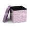RTS Modern Living room furniture waterproof Printing pvc leather foldable ottoman storage box