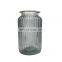 New Design Wholesale Stripe Modern Wedding Creative Large Round Clear Grey Glass Pot Flower Vase Home Decor Decorative Tabletop