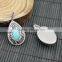 LFD-0019P ~ Wholesale Druzy Amazonite Stone Pendant Pave Rhinestone Crystal Charms Pendants For Necklace Jewelry Finding
