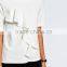 bouncy plain short sleeve O-collar casual blouse with pleated ornament for women OEM service