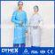 Blue/White Open Back AMMI PB70 CPE Isolation Gown with Ultrasonic Seam