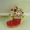 China wholesale zinc alloy crystal rhinestone main stone christmas boot brooch