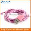 Wholesale 1M Pink Braided Charging China Mobile Usb Data Cable