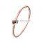 Rose Gold Black Rhinestone Flower Stainless Steel Bangle Bracelets for Women