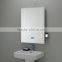 Steam free LED aluminium cabinet with double sided mirrored door,Shaver socket and adjustable glass shelves.