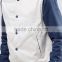 Guangzhou OEM fashion white blue sleeve 100 polyester men with button custom varsity jackets