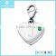 Emerald Birthstone Heart Charm in Sterling Silver (May)