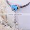 Hot Sale Blue Enamel Solid S925 Heart Silver Plated Bell Couple Bracelet Key Lock Personal Long Chains SlideCharms Pendants