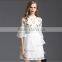Pretty Steps 2016 sexy elegant high quality high neck dress elegant ladies casual half sleeve organza embroidered autumn dress