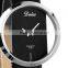 Men Lady Transparent Case Leather Band Teenage Fashion Quartz Watch