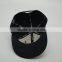 Black Custom Adjustable Embroidery Plain Snapback Caps Wholesale