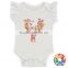 Wholesale Infant Baby White Blank Jumpsuit Lace Sleeve Printing Cartoon Cotton Romper