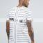 Custom Short Sleeve Crew Neck White Thin Stripe Design Men's 100% Cotton Soft Jersey Slim Fit Casual Blank T-Shirt