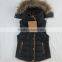 Girl Basic Padding Vest With Fur Hood