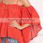 MGOO 2017 New Style Beach Casual Linen Red Blouses Viscose Tie Up Tunic Loose Style Fashion Off Shoulders