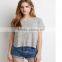 2015 Fashion women wear short sleeves linen tee pure color round neck tee