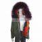 Myfur Popular Ladies Parka with Real Fox Fur Lining and Dyed Raccoon Fur Trimed Hood