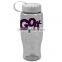 USA Made 27 oz Transparent Sports Bottle With Tethered Lid - BPA/BPS-free, FDA compliant and comes with your logo
