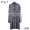 Clearance cheap ladies dark grey diamond jacquard stand collar long pullover sweater