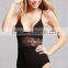 Women Sexy Spaghetti Strap Sexy Backless Lace Patch Black Casual Wholesale Bodysuit