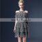 Latest high fashion printed women ruffle raglan dress cap sleeve ruffle dress