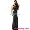 Wholesale in stock customized low MOQ women black long evening dress