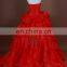 HMY-S055 Real Images Customized Charming Red Satin Organza Floor-Length Ball Gown Wedding Dresses 2015