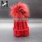 Top Quality Natural Raccoon Pom Pom Beanie Hats For Kids