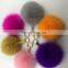 Handmade fox fur ball keychain with leather strap