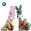 Fashion new baby toy cheap cute handmade pink rabbit felt finger puppet