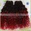 Grade7A two tone ombre hair weaves,red brazilian remy curly hair weaving