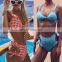 Lovely 2019 Plaid Dot Bandage Bikini Set Women Sexy Push Up Bow Mid Cut Swimwear Padded Two Piece Swimsuit Biquini New