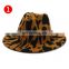 Aliexpress amazon hot selling dairy pattern wide brim wool felt hat fashion cow print fedora hats