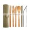 Wooden Flatware Set Wood Flatware Set Party Picnic Cutlery Bamboo Straw Dinnerware With Cloth Bag Knives Fork Spoon Tool