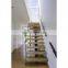 U shaped staircase metal frame glass railing mono single steel stringer stairs
