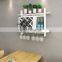 2019 Design Wood Wall Mounted Wine Shelf Bottle Glass Holder Display Rack