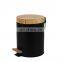 New design concept of 2021 wooden cover iron black cushioning household pedal bin
