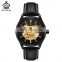 MG.ORKINA MG078 Classic Automatic Mechanical Watch For Men Leather Strap Skeleton Casual Male Wristwatch