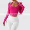 Sexy Halter Neck Long Sleeve Sports T Shirt Women Custom Logo Sports U Hem Skinny Thumb Hole Tops