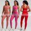 Women High Neck Shockproof Strap Sports Bra Side Pocket Leggings Two Piece Yoga Gym Suit Set Good Quality Workout Training Wear