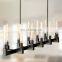 Modern Copper Industrial Style Chandelier Lighting Fixture Striped Glass Shade For Living Dining Room Kitchen Island Foyer Lobby