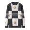 Factory Wholesale Custom Design Women's Winter Thick Pullover Knitted Crew Neck Cashmere Sweater Embroidery Plaid Casual