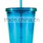 Plastic double wall acrylic tumbler with paper insert