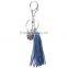 Korea velvet leather tassels keychain with pendant logo