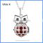 Hot Jewelry Cute Owl Metal Hollow Cage Chime Box Pendant Maternity Pregnancy Necklace With Musical Sound Bell Ball BAC-M065