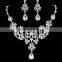 Silver Alloy Rhinestone Earrings Crystal Pendant Necklace Bridal Jewelry Set