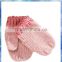 acrylic pink knit tapper hat and mitten with fleece lining
