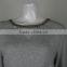 Ladies' Round Neck Raglan Long Sleeve Pullover Beading Along Neckline Knitted Sweater