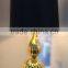 2016 new design stripe gold gourd table lamp with long black cylinder fabric shade for bedroom lighting or dressing table decor