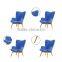 comfortable solid wood and blue fabric chair for home DCW9002#